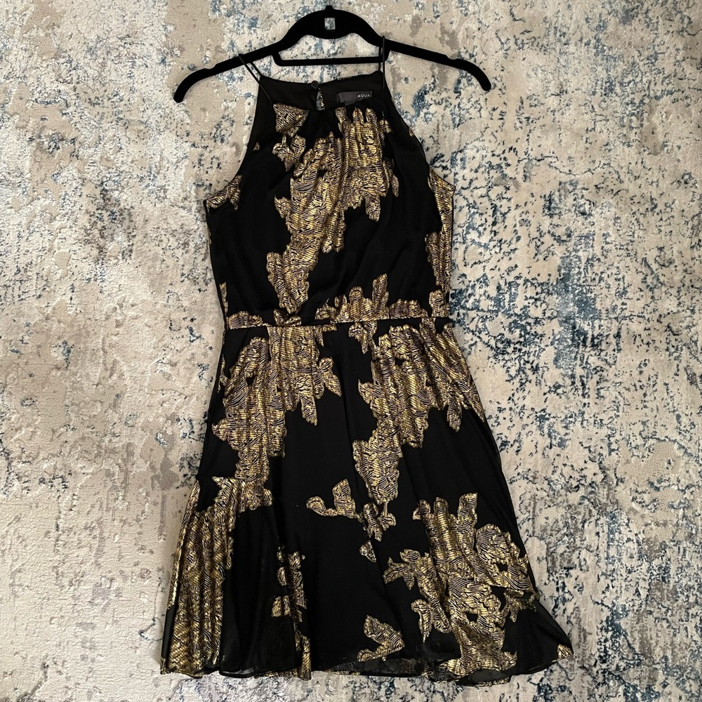 Aqua black and metallic dress